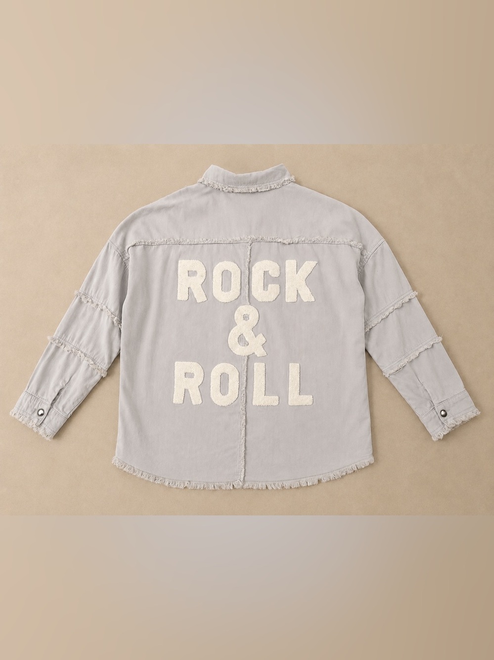 Elan Devan Rock & Roll Oversized Utility Shacket Gray Distressed Cotton Medium - Picture 11 of 16